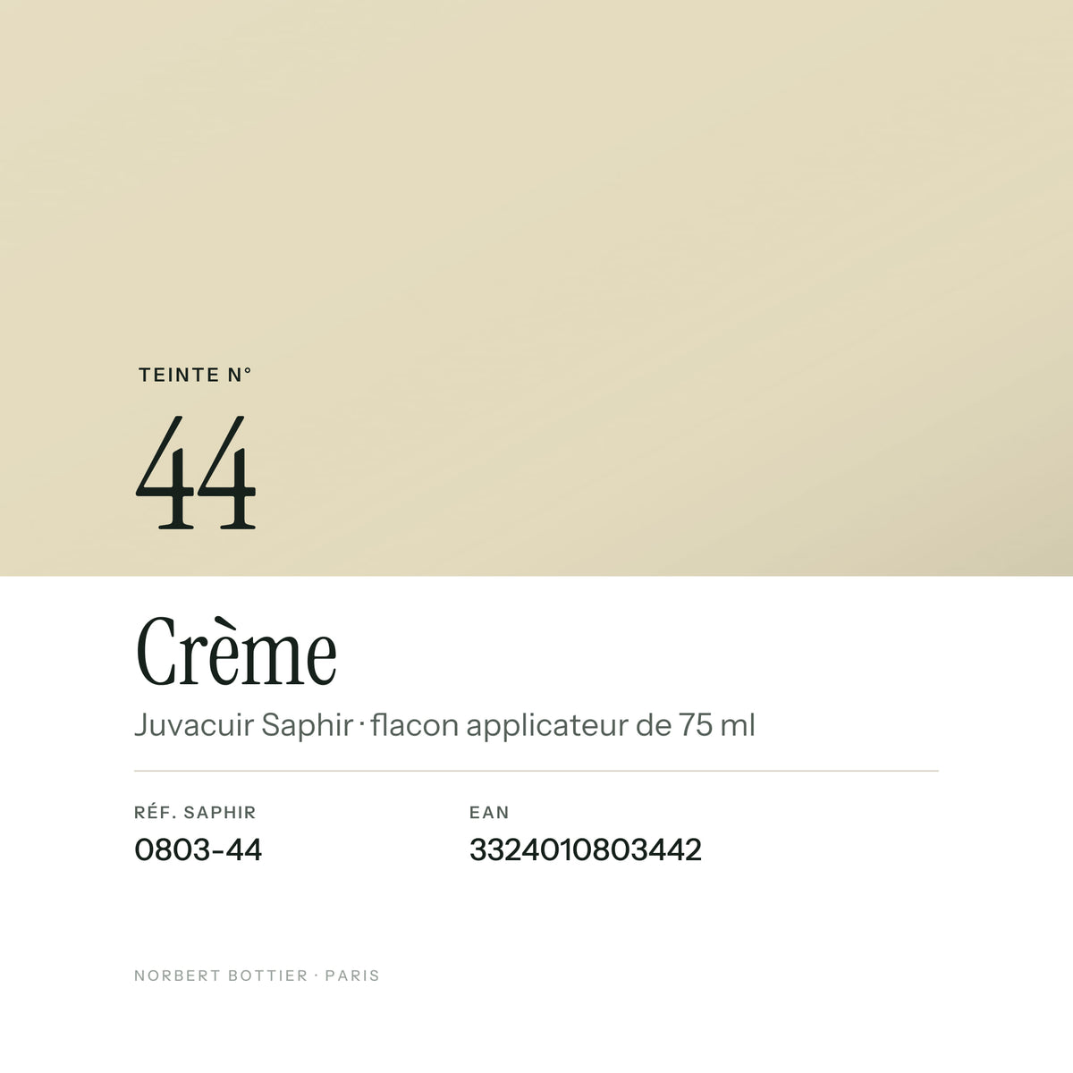 Teinte Crème n° 44 du Juvacuir Saphir, réf. 0803-44, EAN 3324010803442