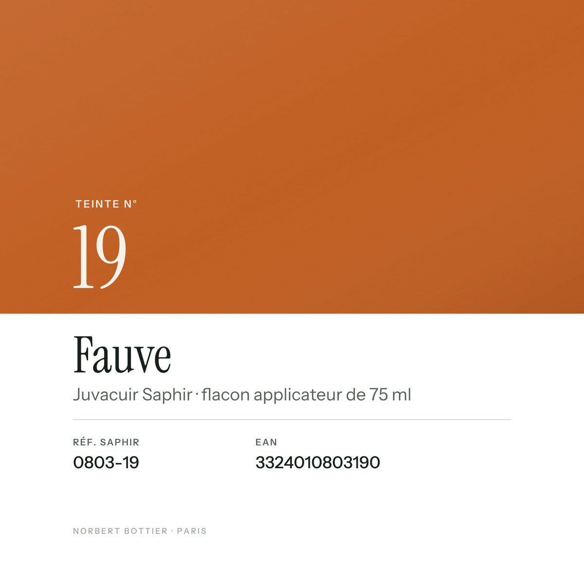 Teinte Fauve n° 19 du Juvacuir Saphir, réf. 0803-19, EAN 3324010803190