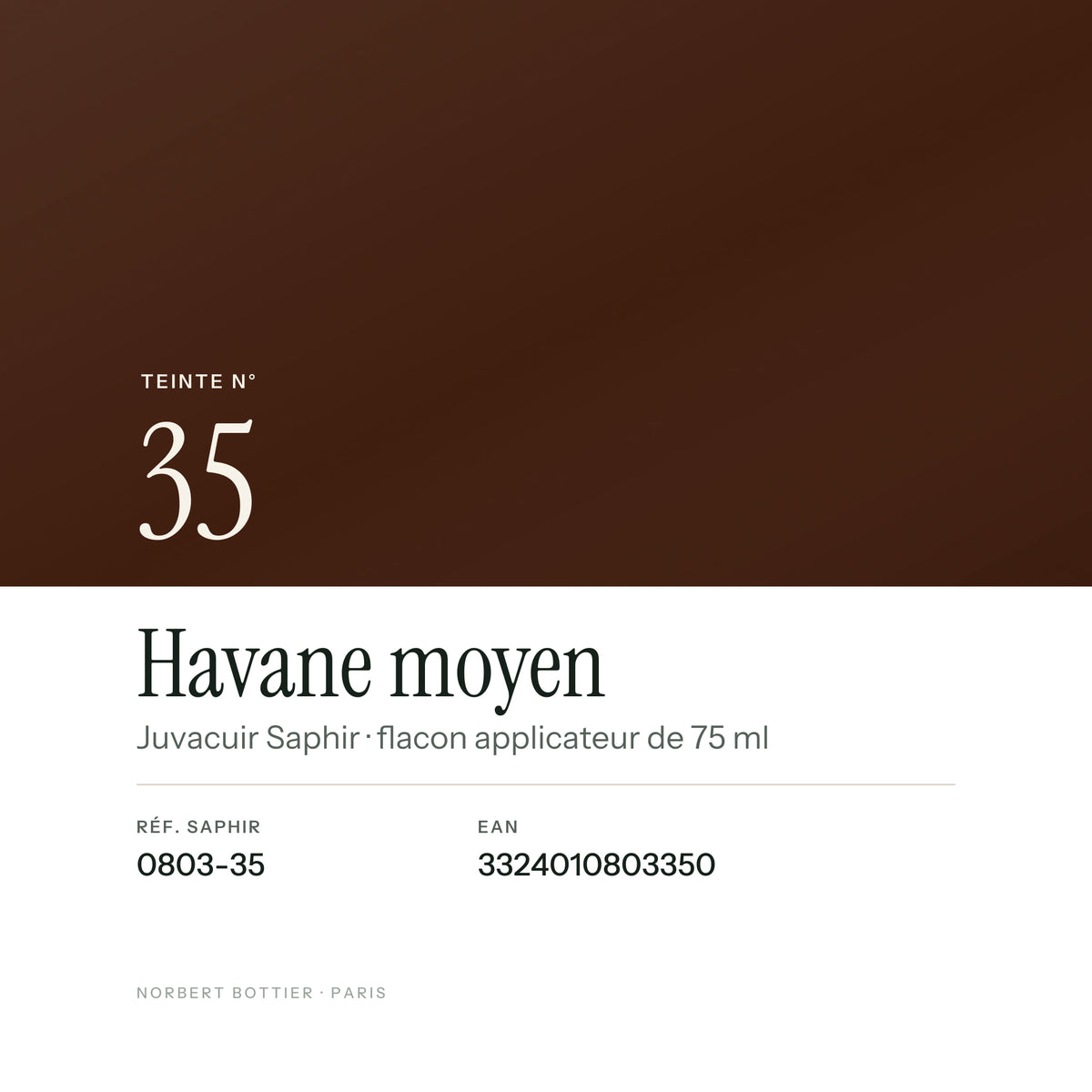Teinte Havane moyen n° 35 du Juvacuir Saphir, réf. 0803-35, EAN 3324010803350