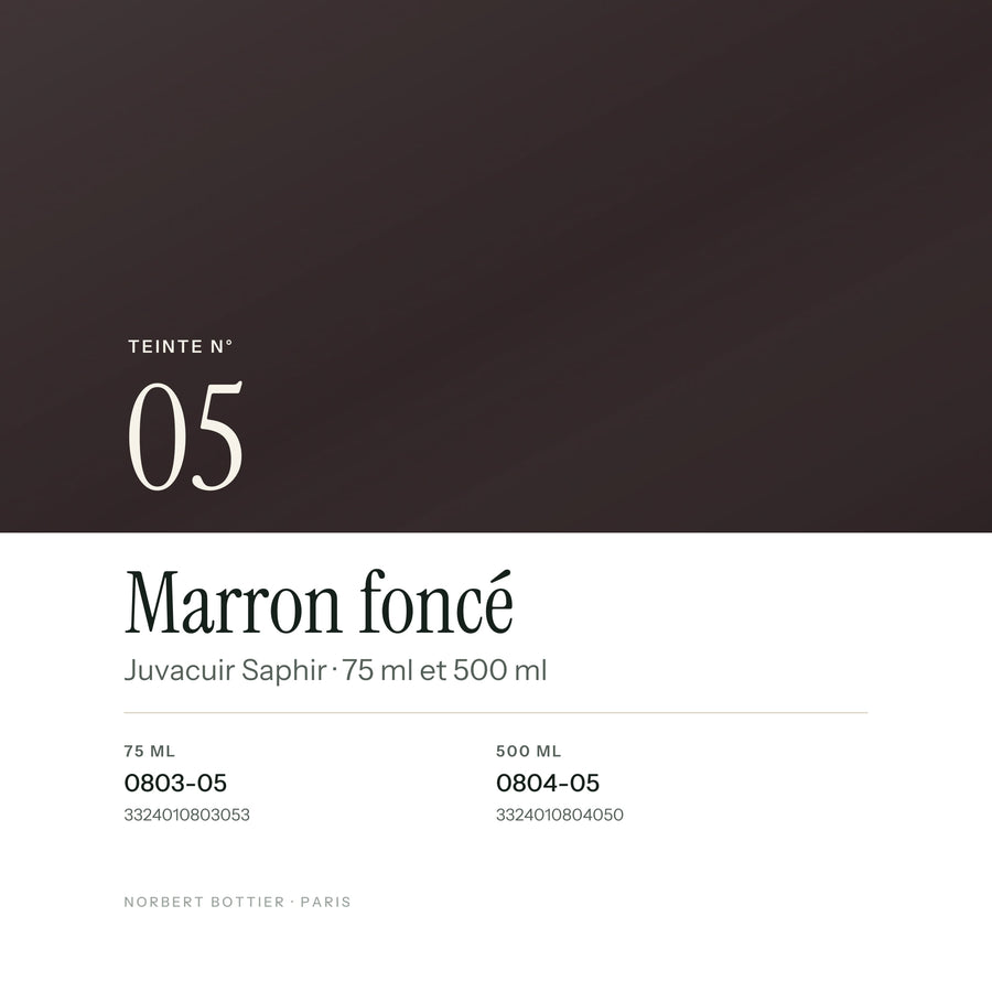 Teinte Marron foncé n° 05 du Juvacuir Saphir, réf. 0803-05 / 0804-05