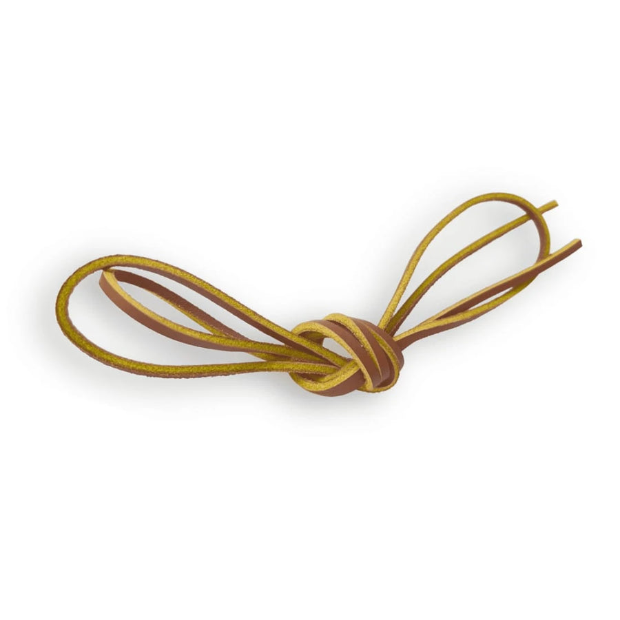 Lacets Cuir Plat Bicolore Jaune et marron pour chaussures bateau 120 cm Norbert Bottier