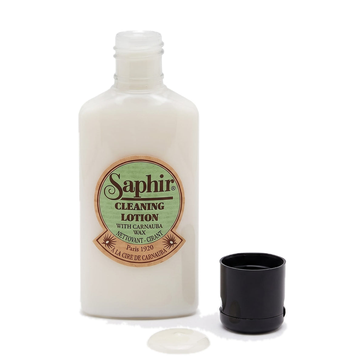 Lotion Nettoyante Saphir, flacon ouvert