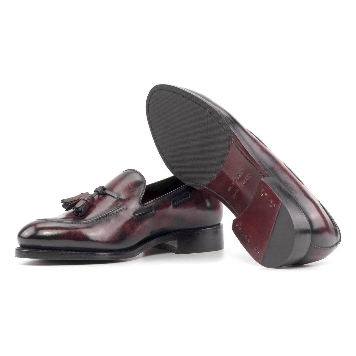 Mocassin à glands en cuir patiné bordeaux – vue 2