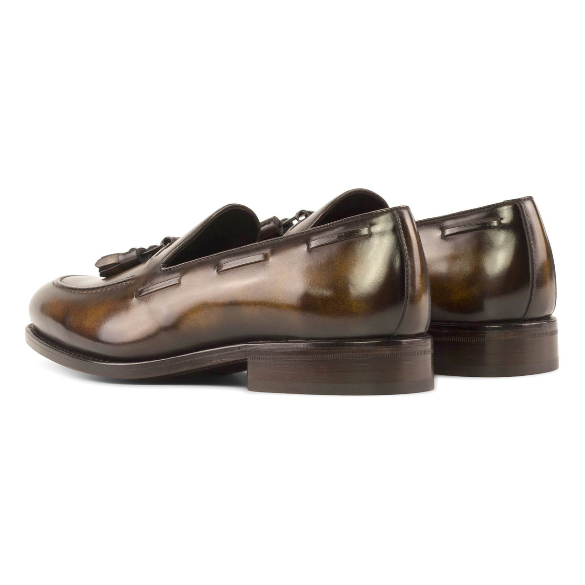 Mocassin à glands en cuir patiné tabac – vue 3