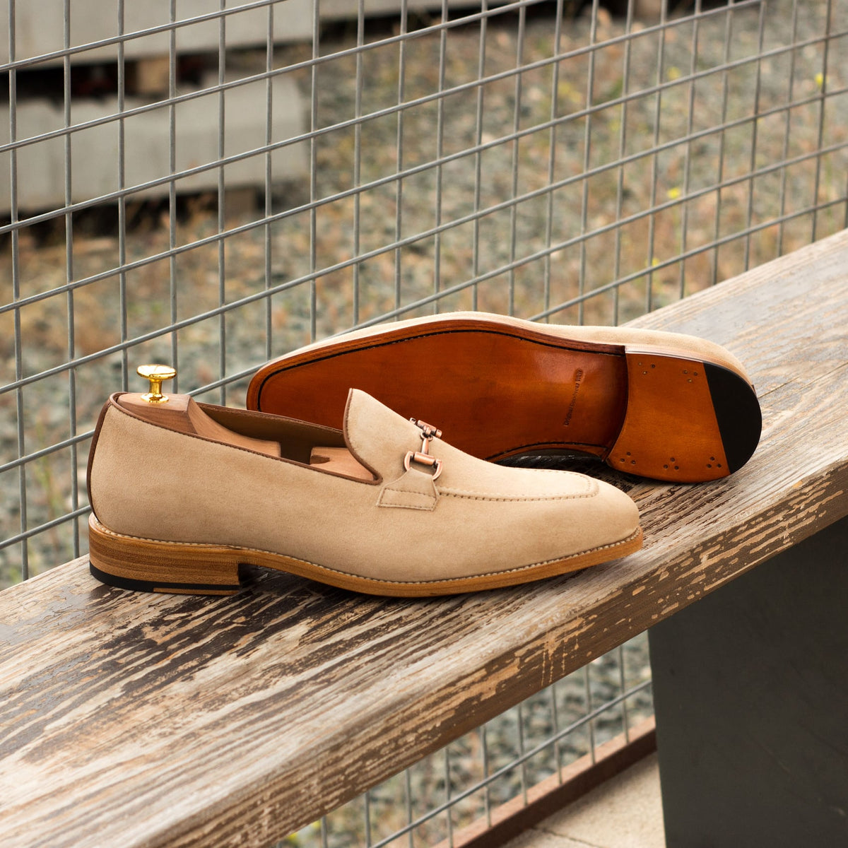 Mocassin à mors en daim beige – vue 4