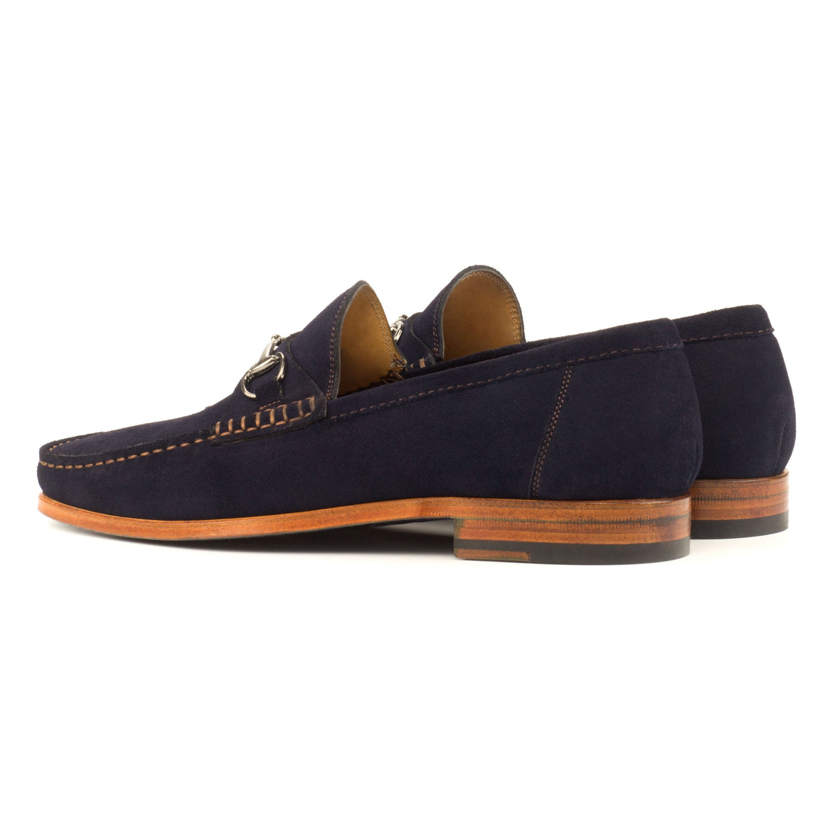 Mocassin à mors en cuir daim bleu marine – vue 3