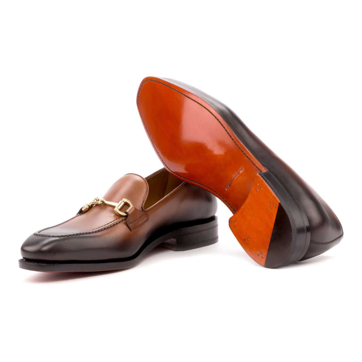Mocassin à mors en cuir patiné marron – vue 2