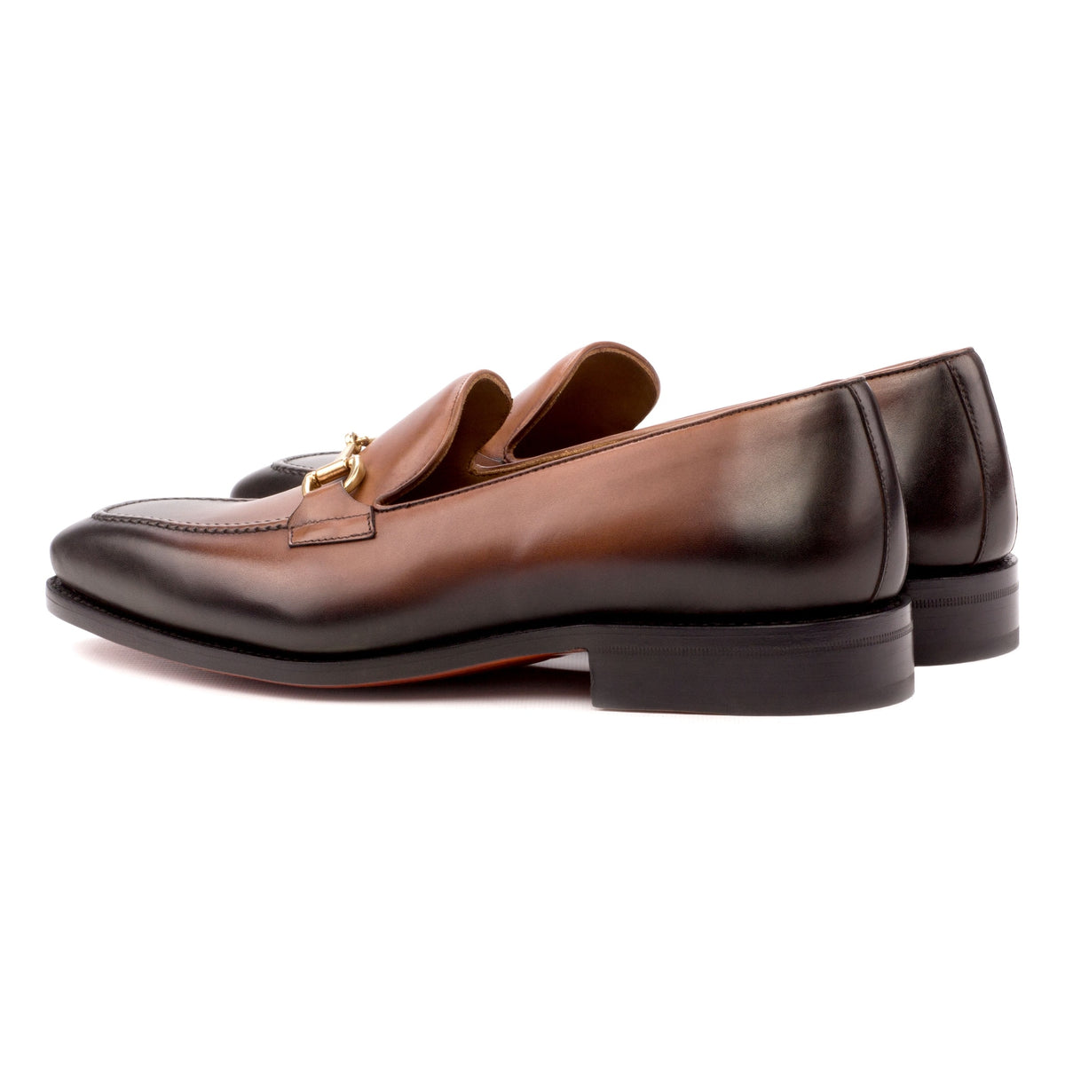 Mocassin à mors en cuir patiné marron – vue 3
