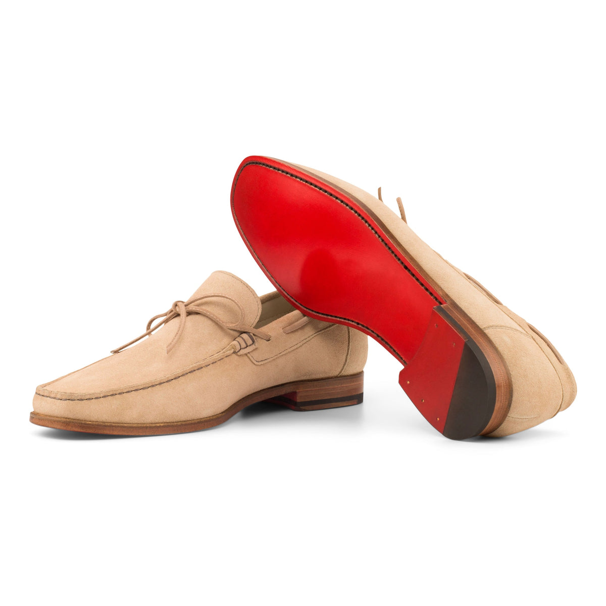 Mocassin bateau en daim beige – vue 2