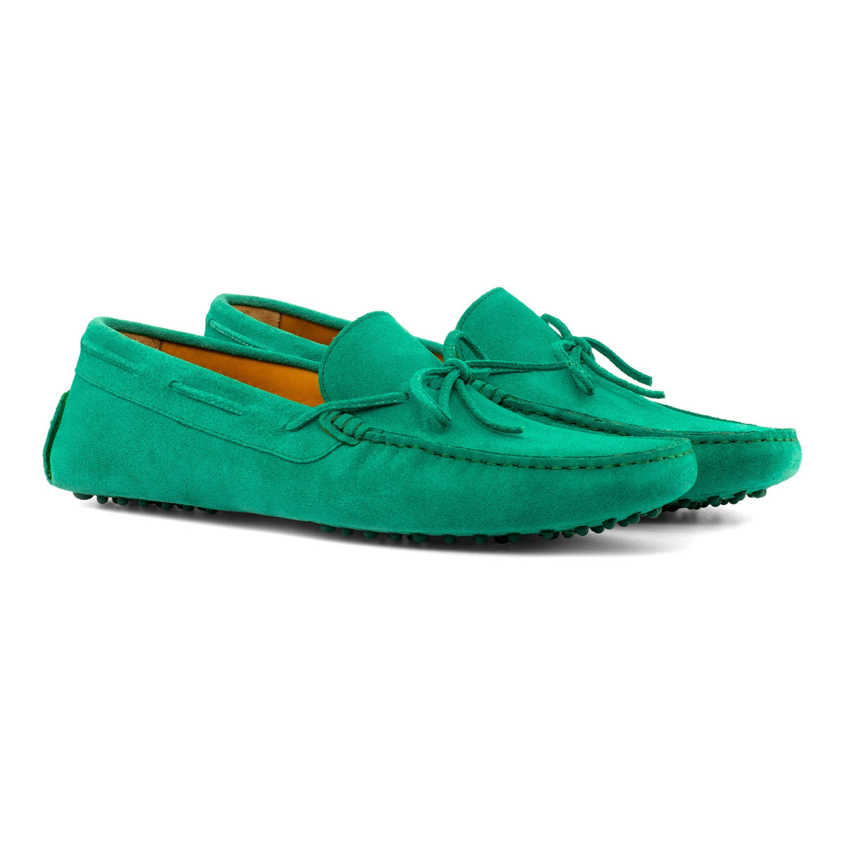 Mocassin Driver en daim vert – vue 1