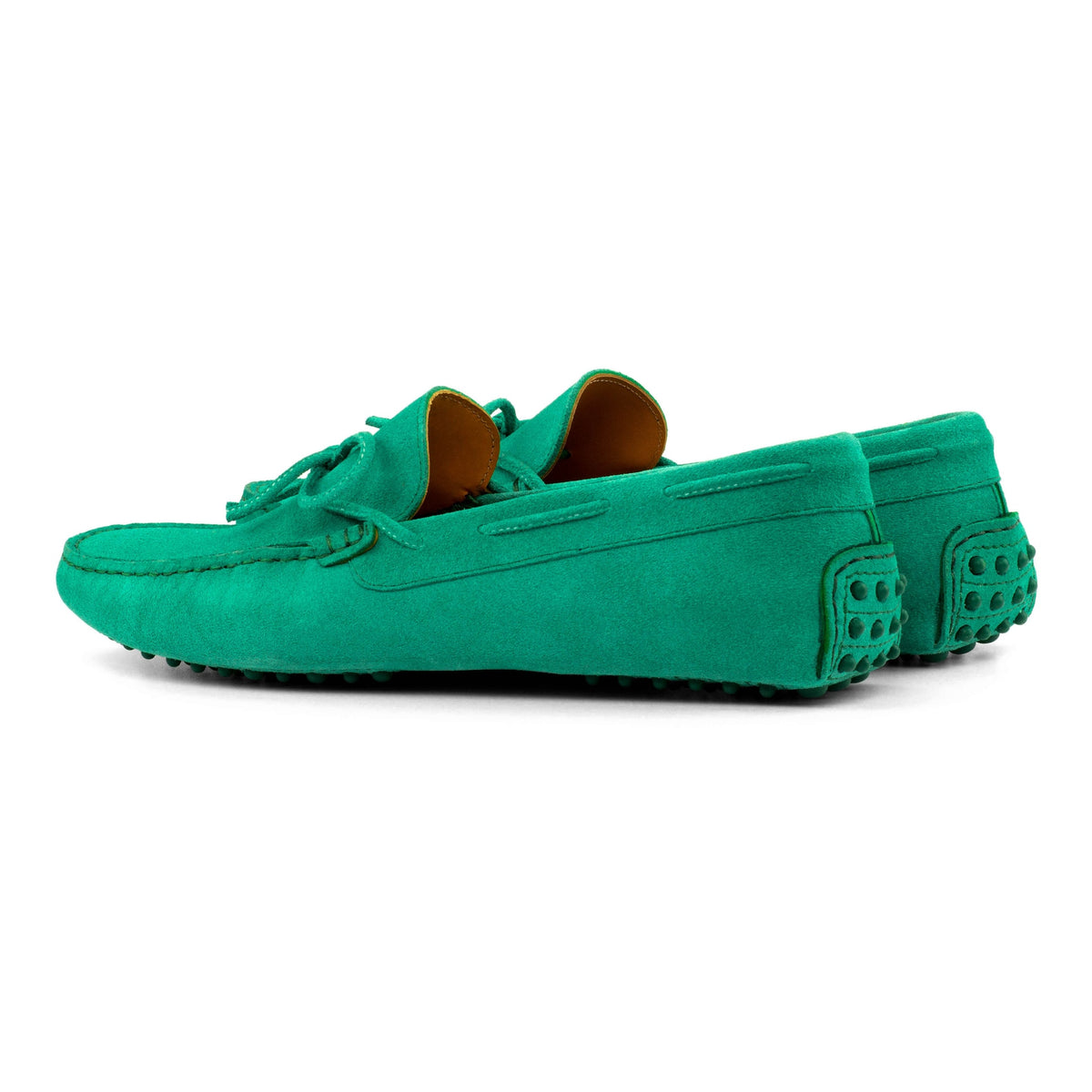 Mocassin Driver en daim vert – vue 3