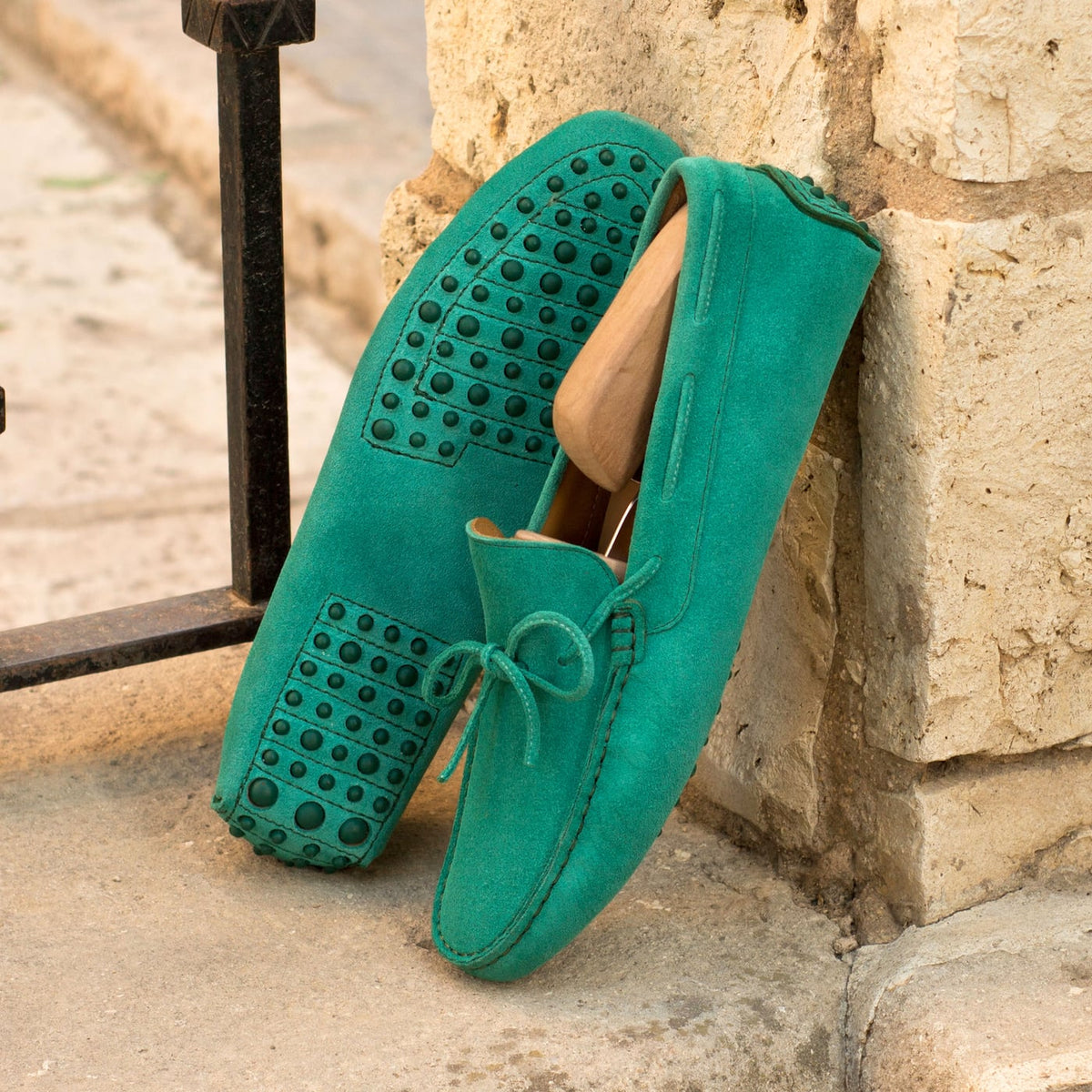 Mocassin Driver en daim vert – vue 4
