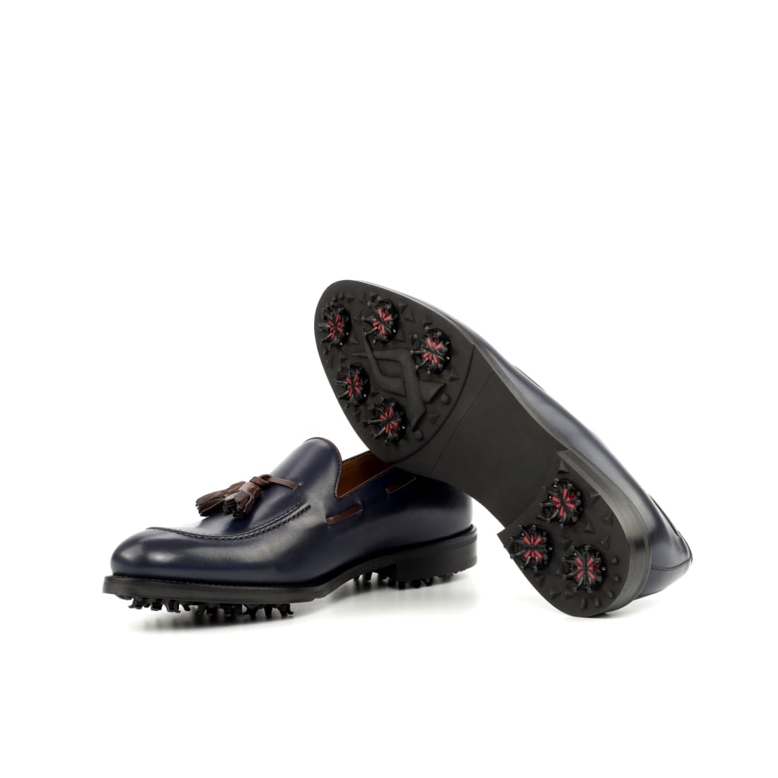 Mocassins à pampilles de golf en cuir marine – vue 2