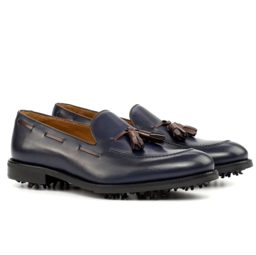 Mocassins à pampilles de golf en cuir marine