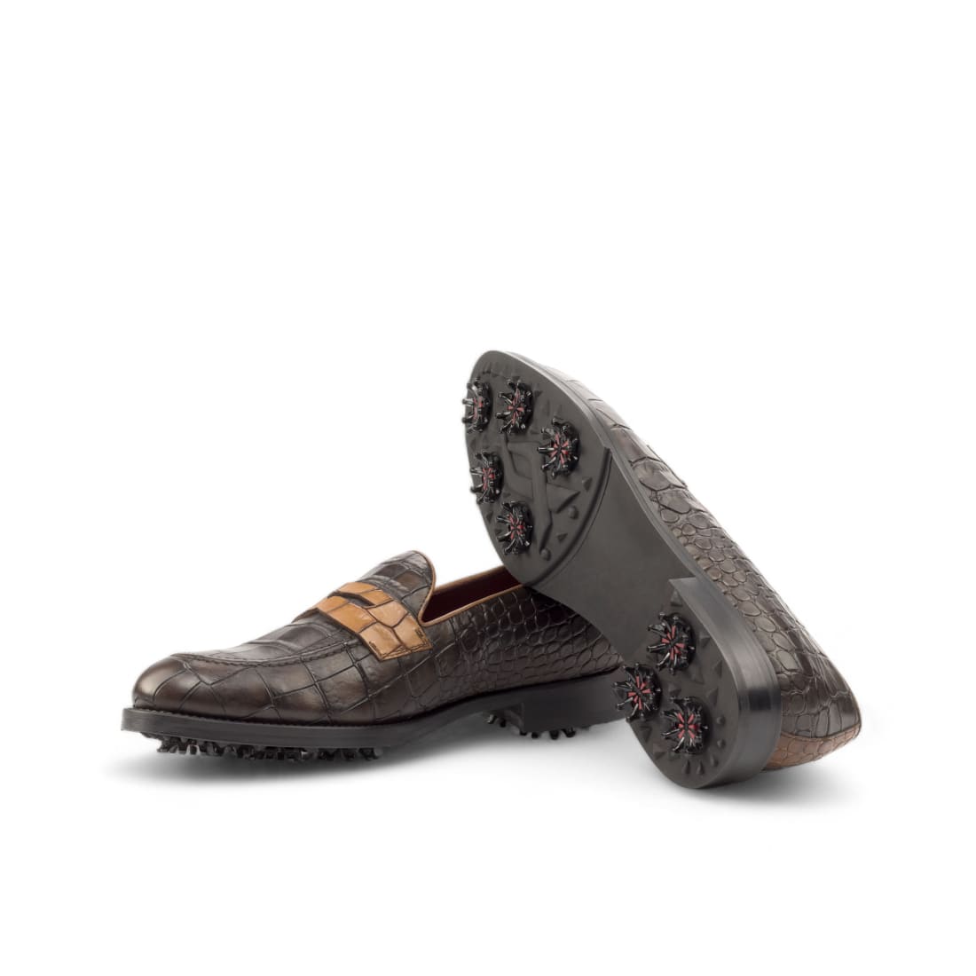Mocassins de golf en cuir croco – vue 3