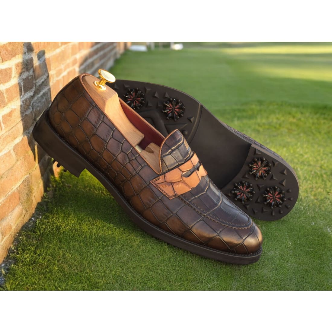 Mocassins de golf en cuir croco – vue 4