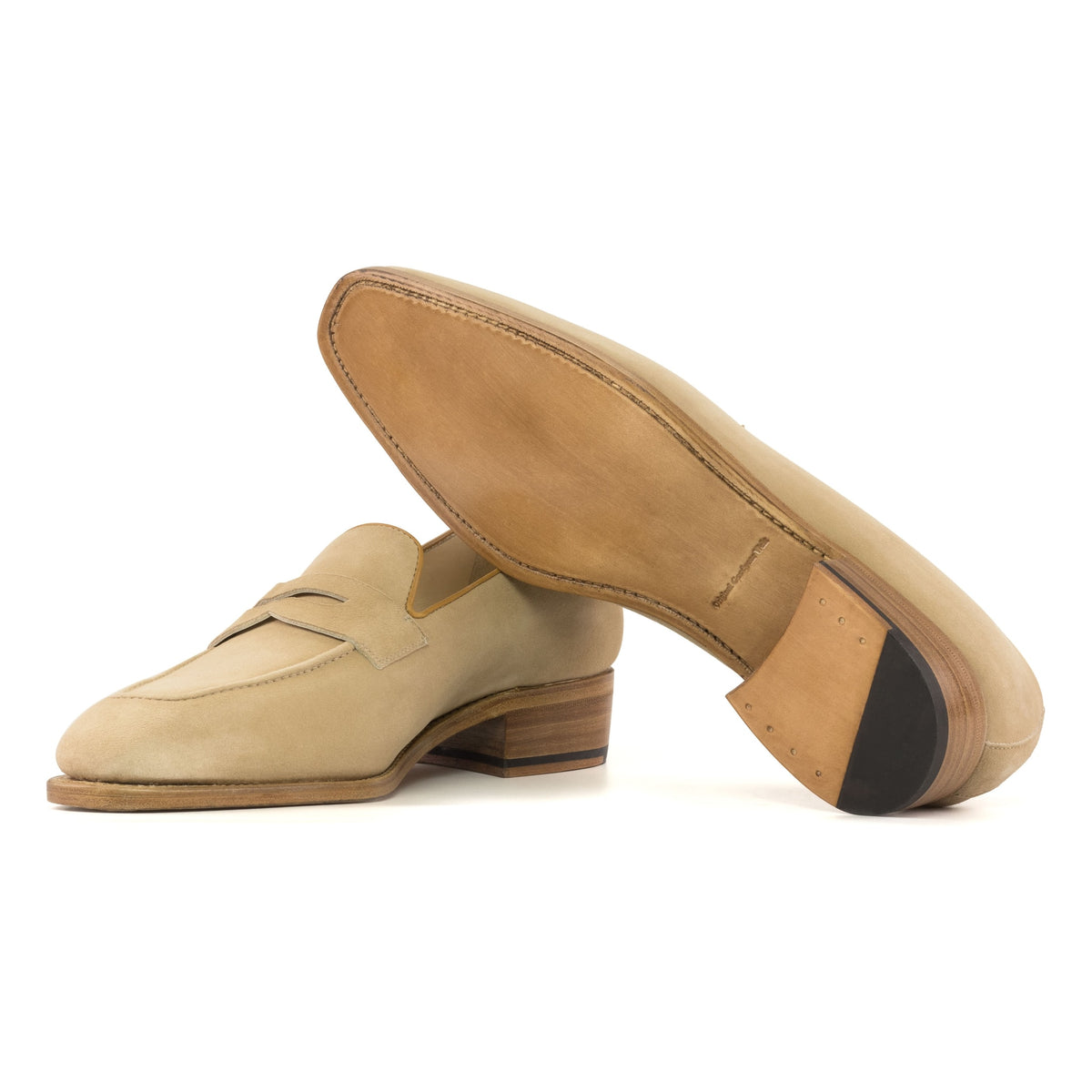 Mocassins Penny à bandeau en daim beige – vue 2