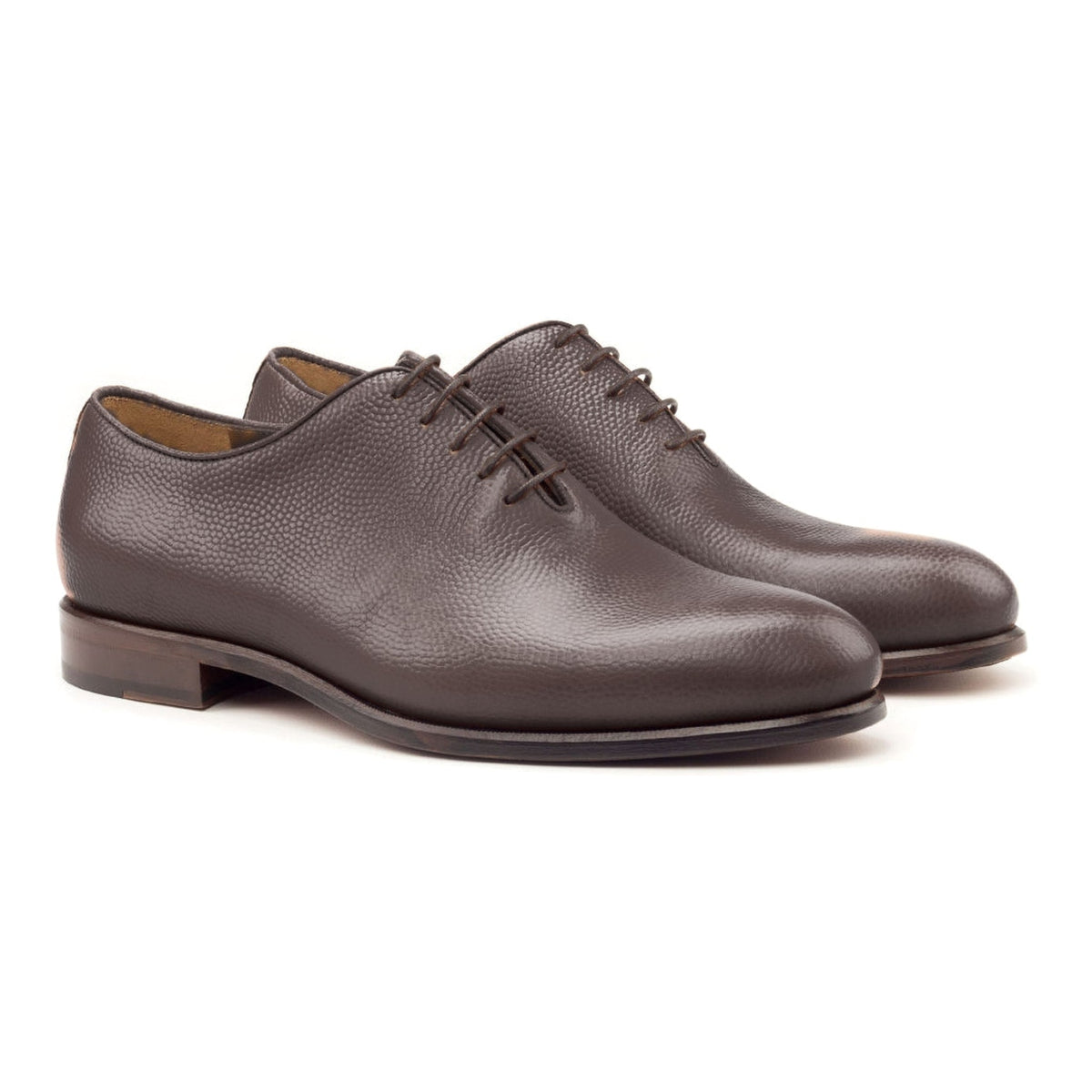 Richelieu One Cut en cuir gros grain marron foncé – vue 1