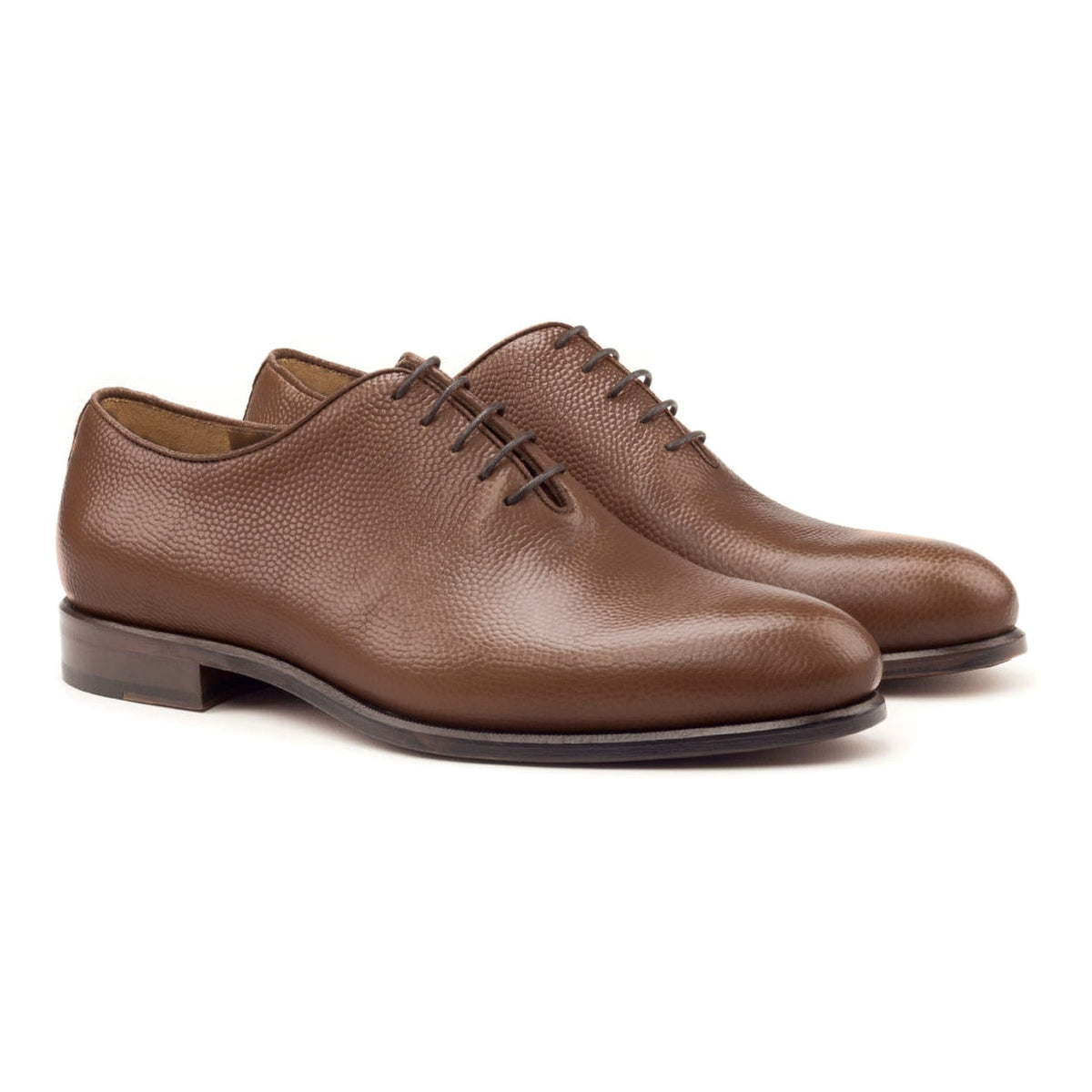 Richelieu One Cut en cuir gros grain marron moyen – vue 1
