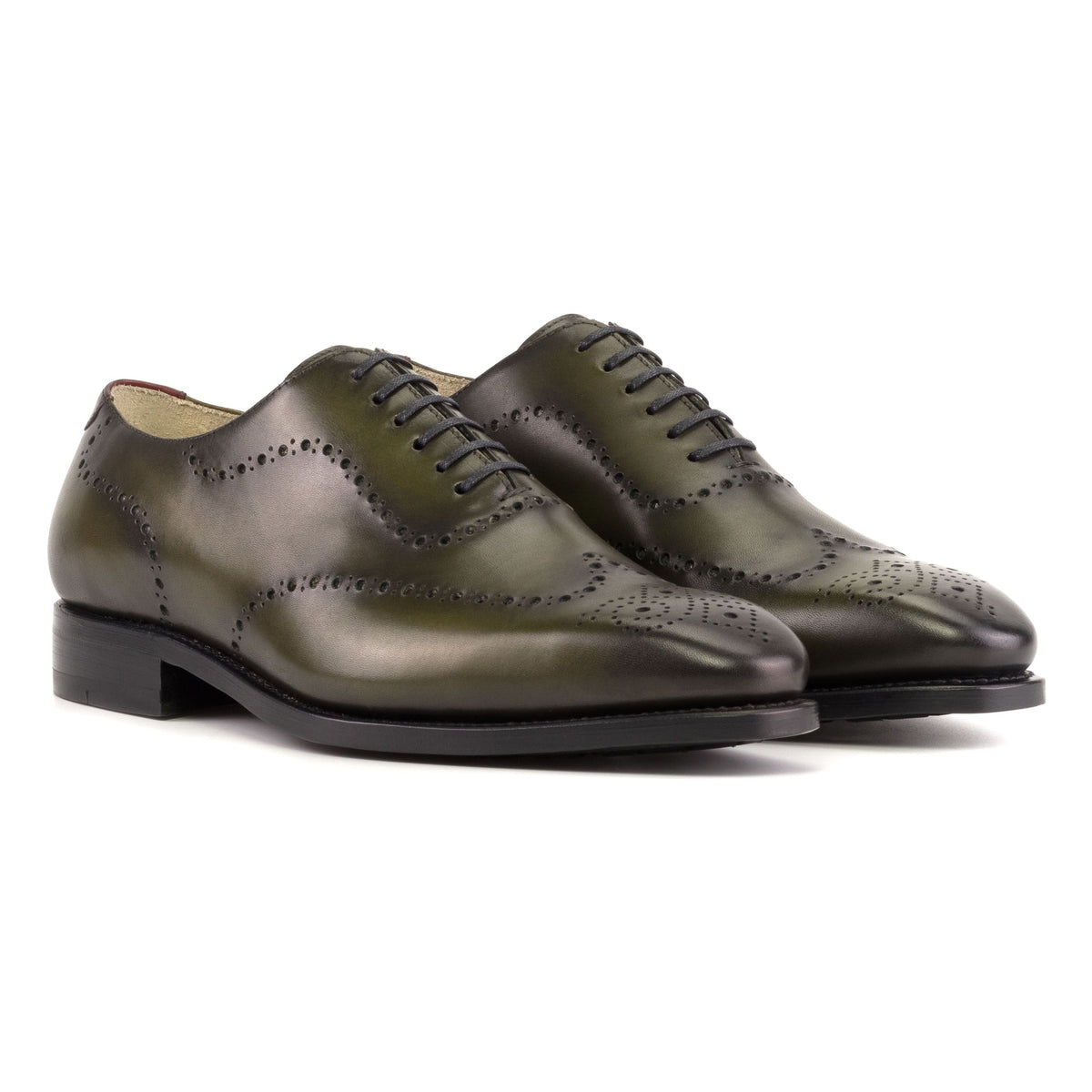 One Cut fleuri en cuir patiné vert – vue 1