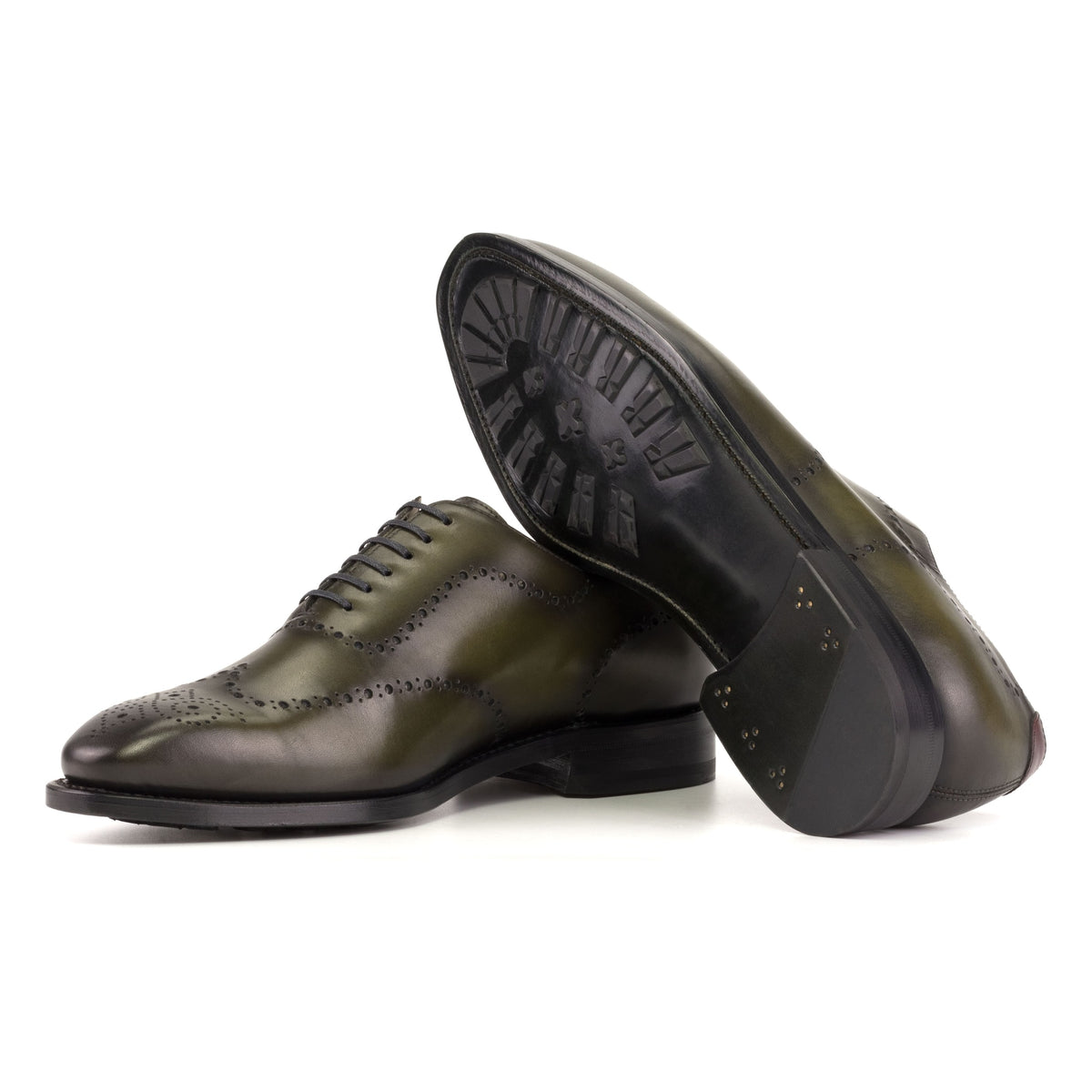 One Cut fleuri en cuir patiné vert – vue 2