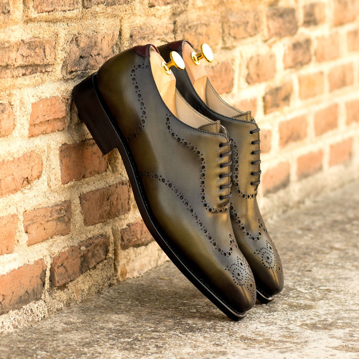 One Cut fleuri en cuir patiné vert – vue 4