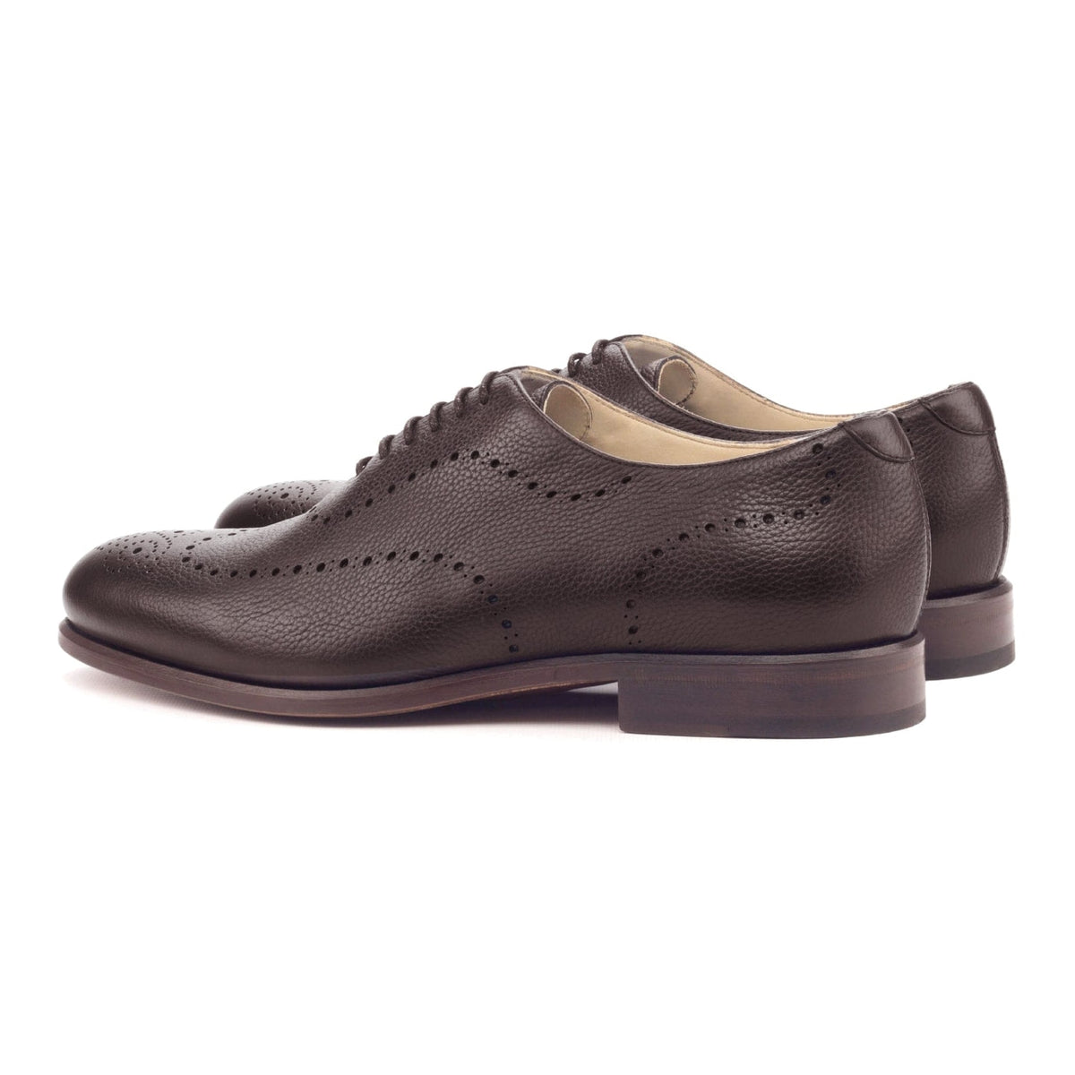 One Cut perforé en cuir grainé marron foncé, la paire vue de trois quarts arrière