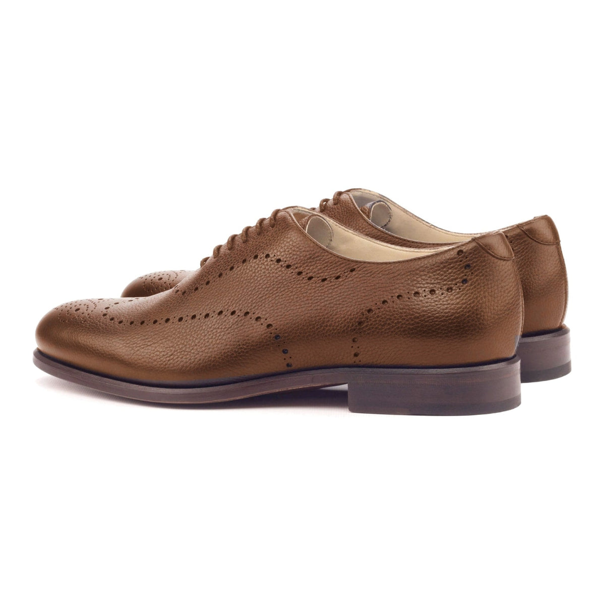 One Cut perforé en cuir grainé marron moyen, la paire vue de trois quarts arrière