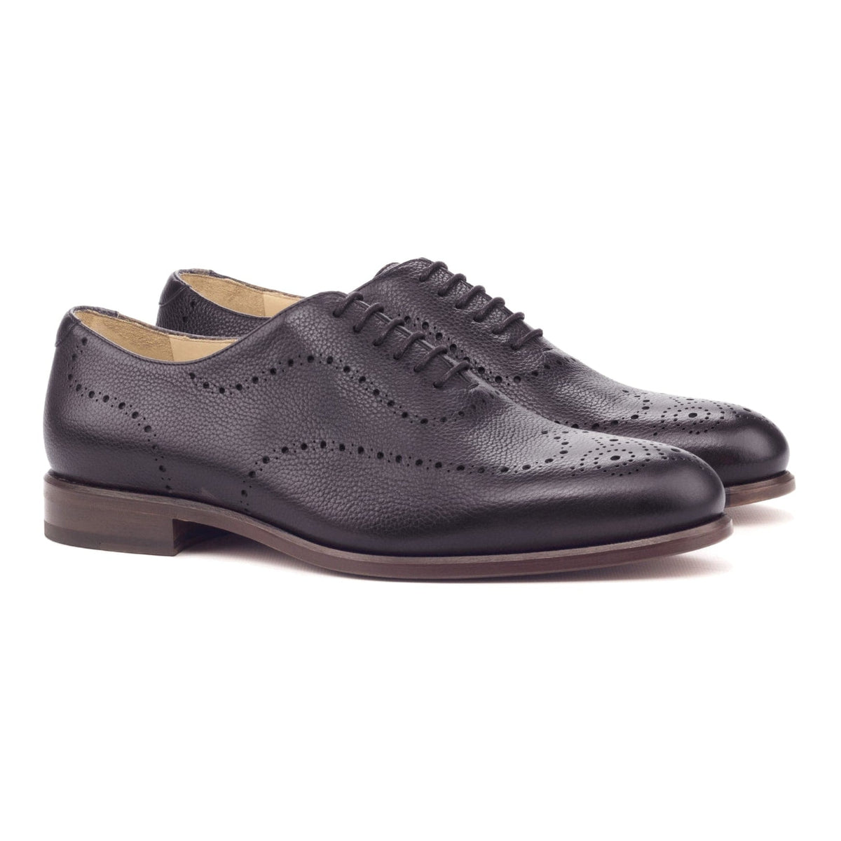 Richelieu One Cut perforé en cuir grainé noir – vue 1