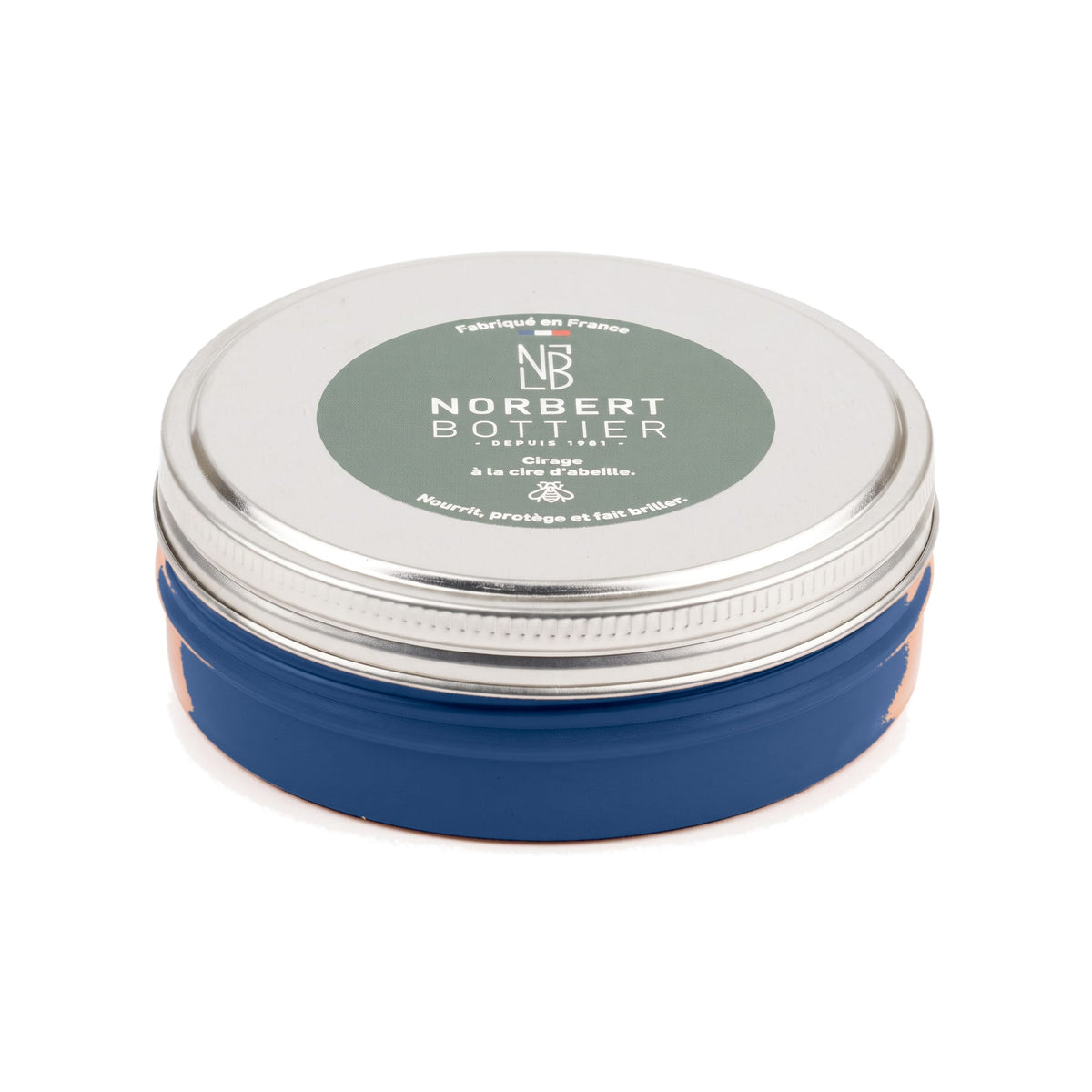 Pâte de cirage bleu marine 100 ml Norbert Bottier, boîte métal de 100 ml