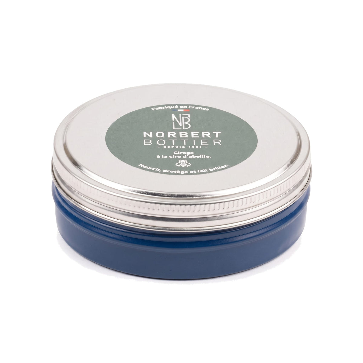 Pâte de cirage bleu marine 100 ml Norbert Bottier, boîte métal de 100 ml