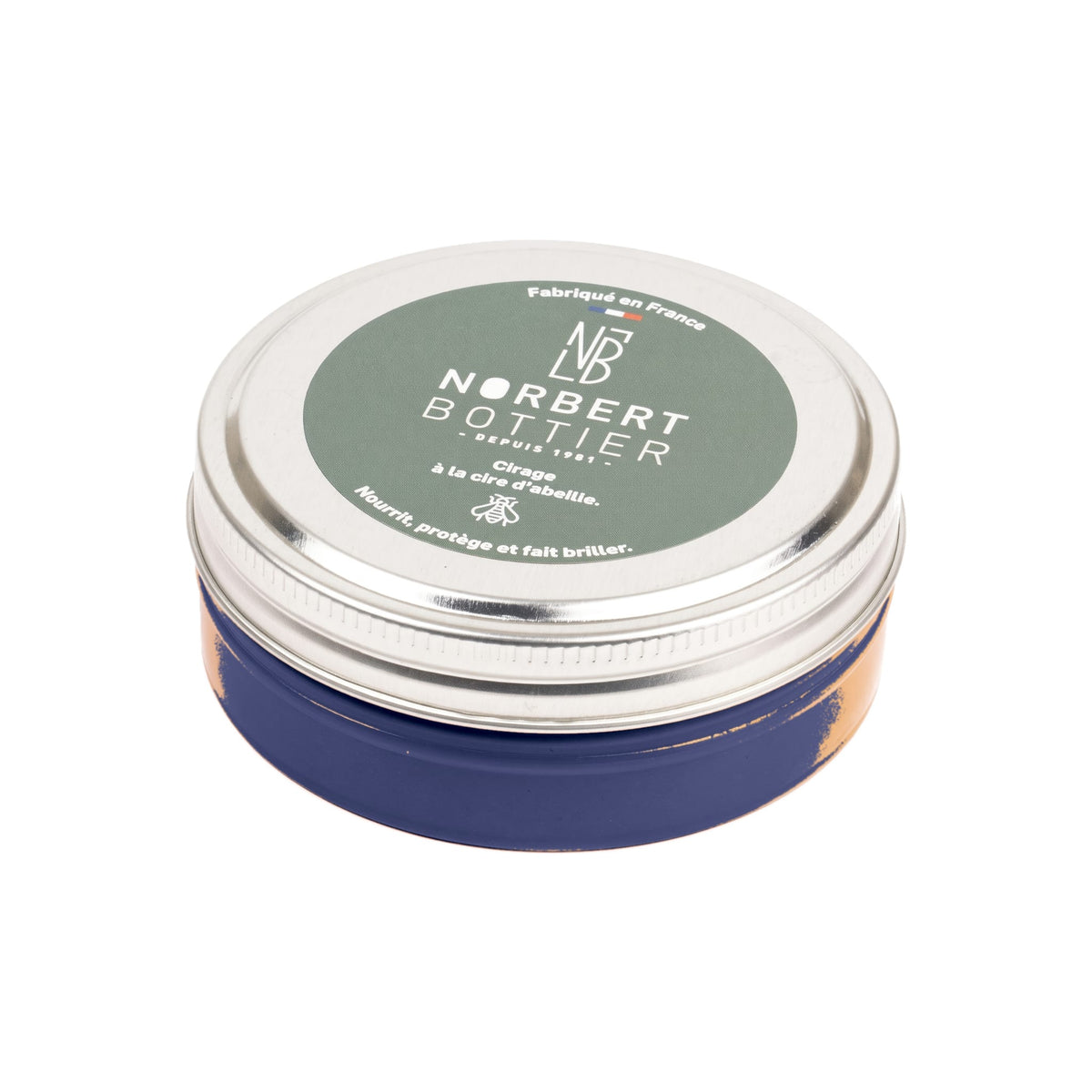 Pâte de cirage bleu marine 50 ml Norbert Bottier, boîte métal de 50 ml