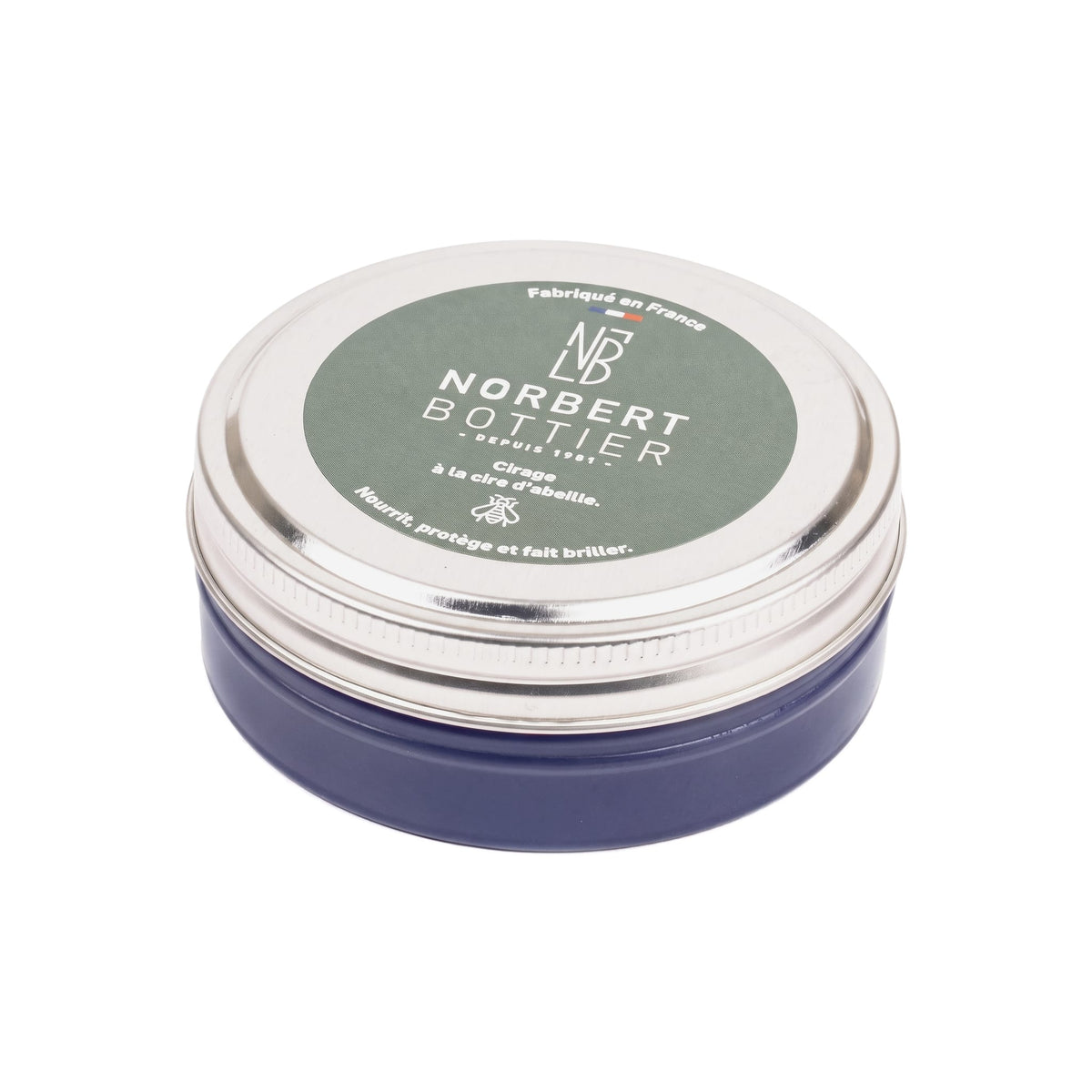 Pâte de cirage bleu marine 50 ml Norbert Bottier, boîte métal de 50 ml