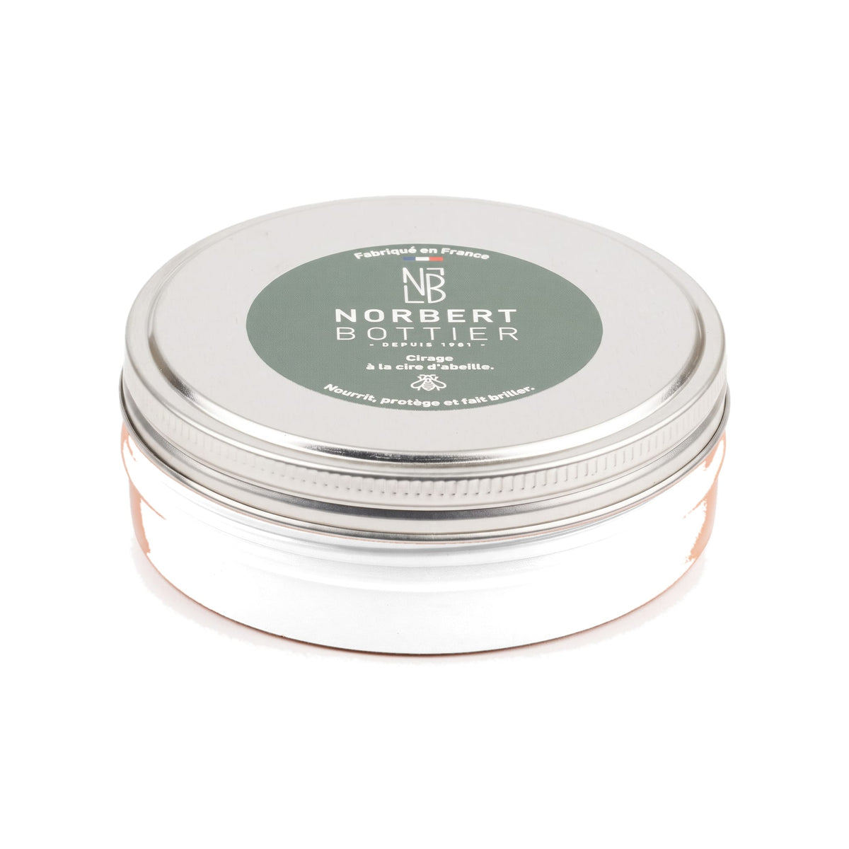 Pâte de cirage incolore 100 ml Norbert Bottier, boîte métal de 100 ml