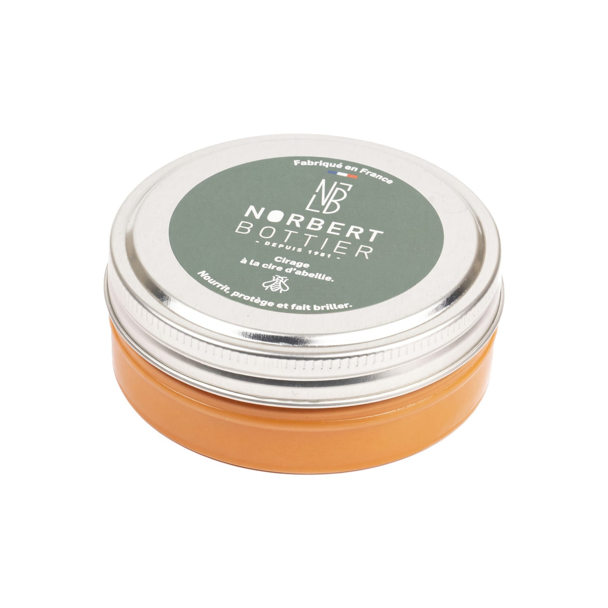 Pâte de cirage jaune cire 50 ml Norbert Bottier, boîte métal de 50 ml