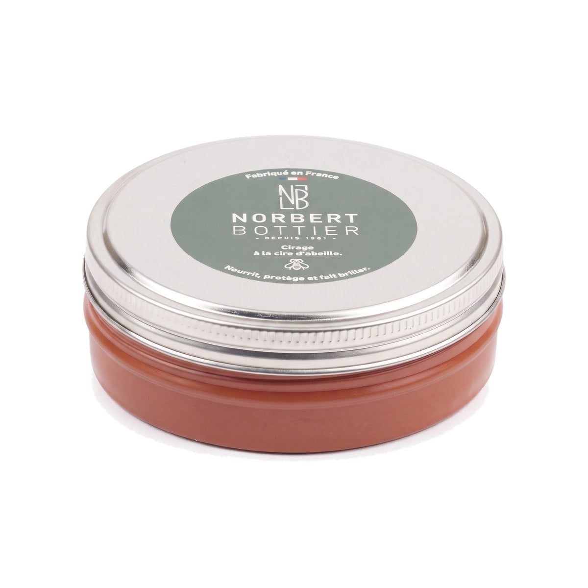 Pâte de cirage marron 100 ml Norbert Bottier, boîte métal de 100 ml