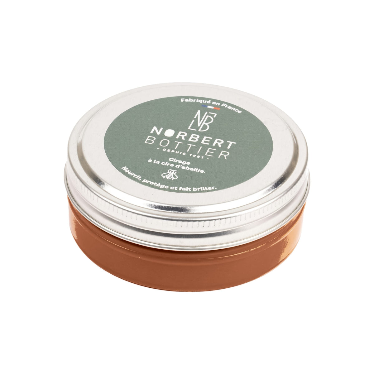 Pâte de cirage marron 50 ml Norbert Bottier, boîte métal de 50 ml
