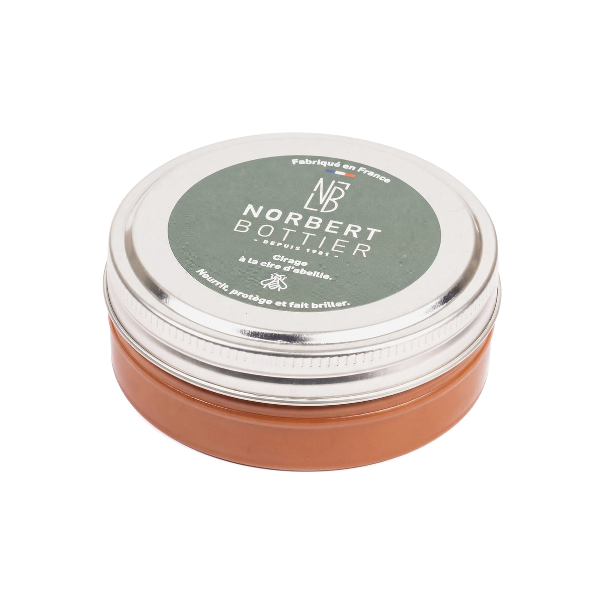 Pâte de cirage marron 50 ml Norbert Bottier, boîte métal de 50 ml