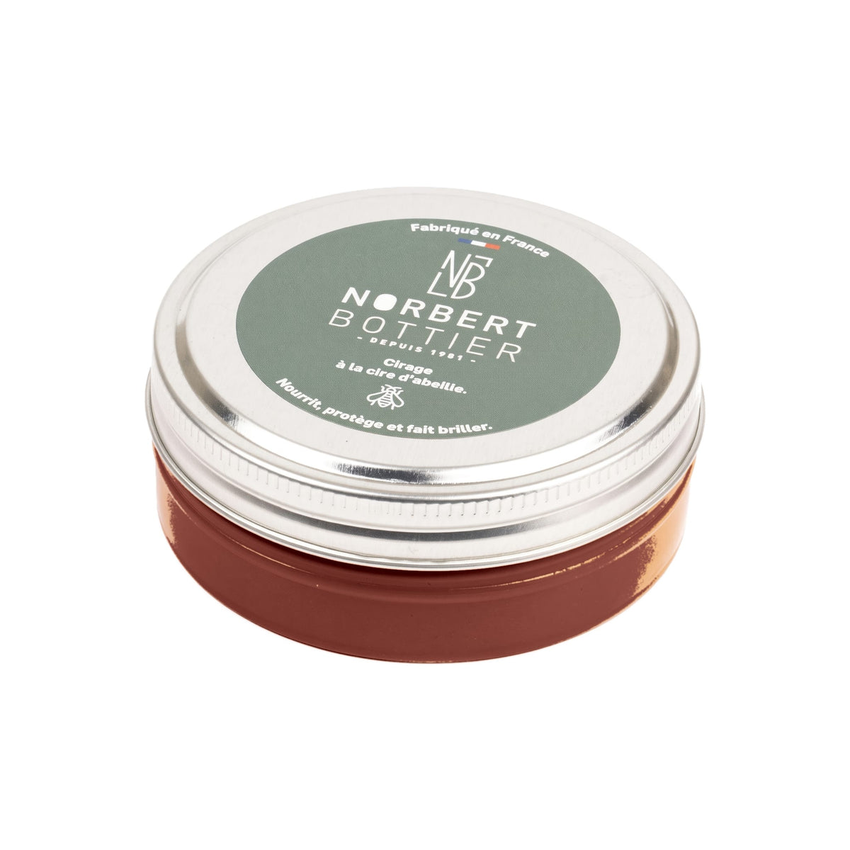 Pâte de cirage marron clair 50 ml Norbert Bottier, boîte métal de 50 ml