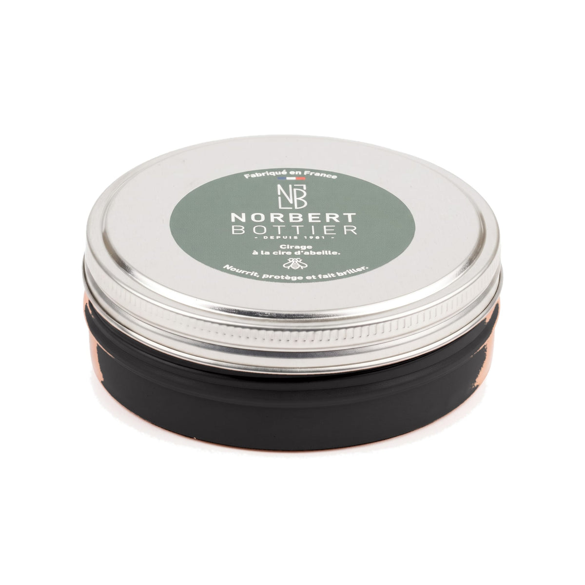 Pâte de cirage marron foncé 100 ml Norbert Bottier, boîte métal de 100 ml