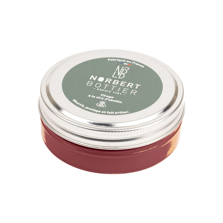 Pâte de cirage rouge bordeaux 50 ml Norbert Bottier, boîte métal de 50 ml