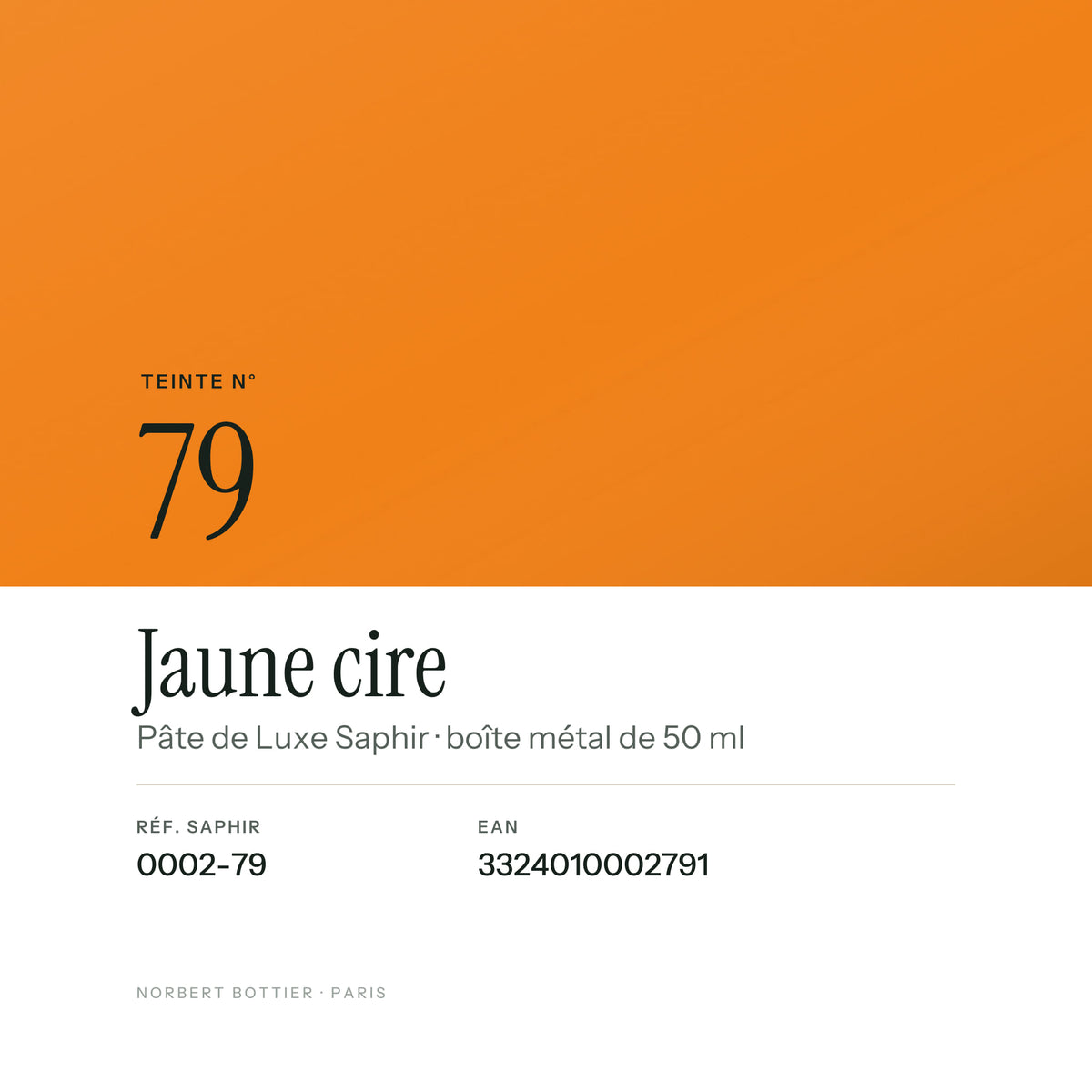 Teinte Jaune cire n° 79 de la Pâte de Luxe Saphir, réf. 0002-79, EAN 3324010002791