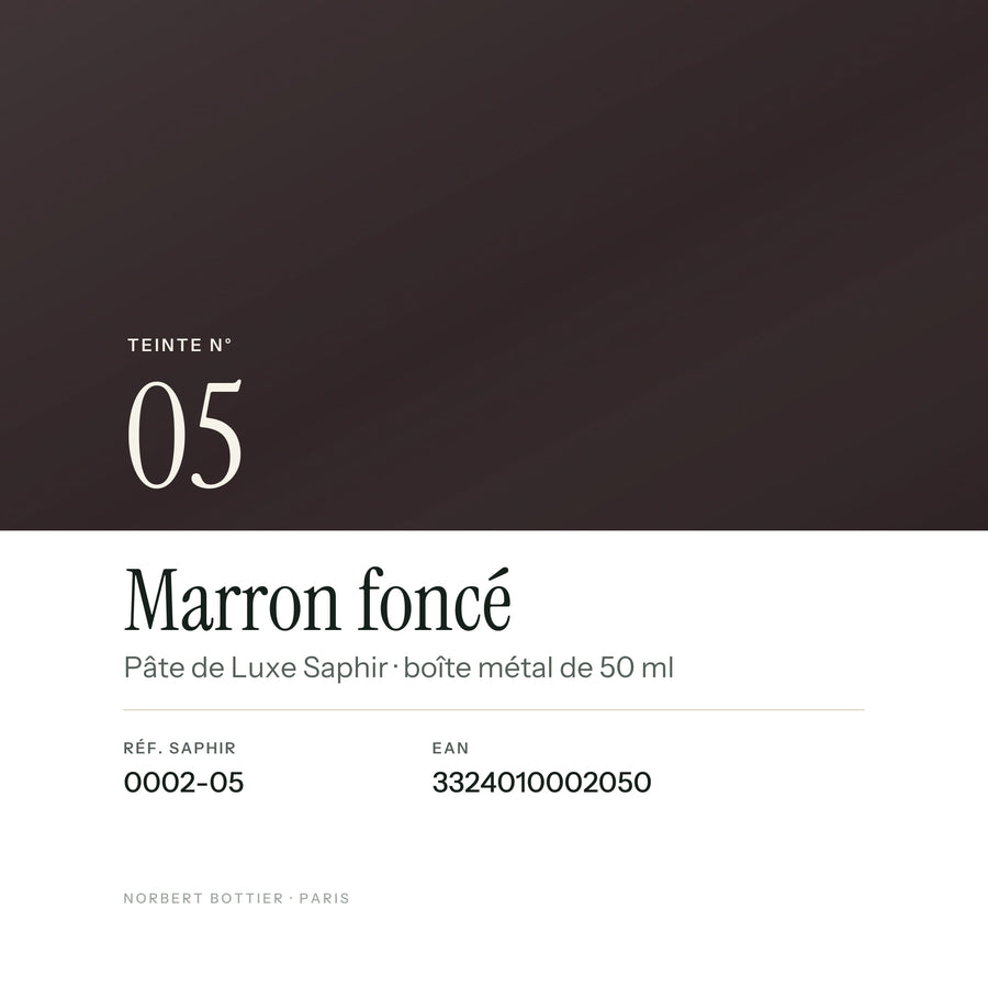 Teinte Marron foncé n° 05 de la Pâte de Luxe Saphir, réf. 0002-05, EAN 3324010002050