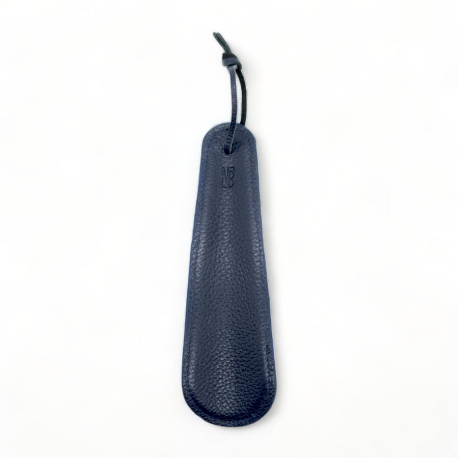 Petit chausse-pied en cuir grainé Bleu Marine