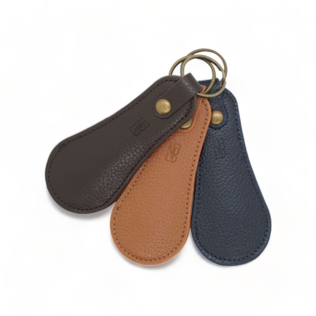 Petit chausse-pied porte-clé en cuir grainé Bleu Marine – vue 4