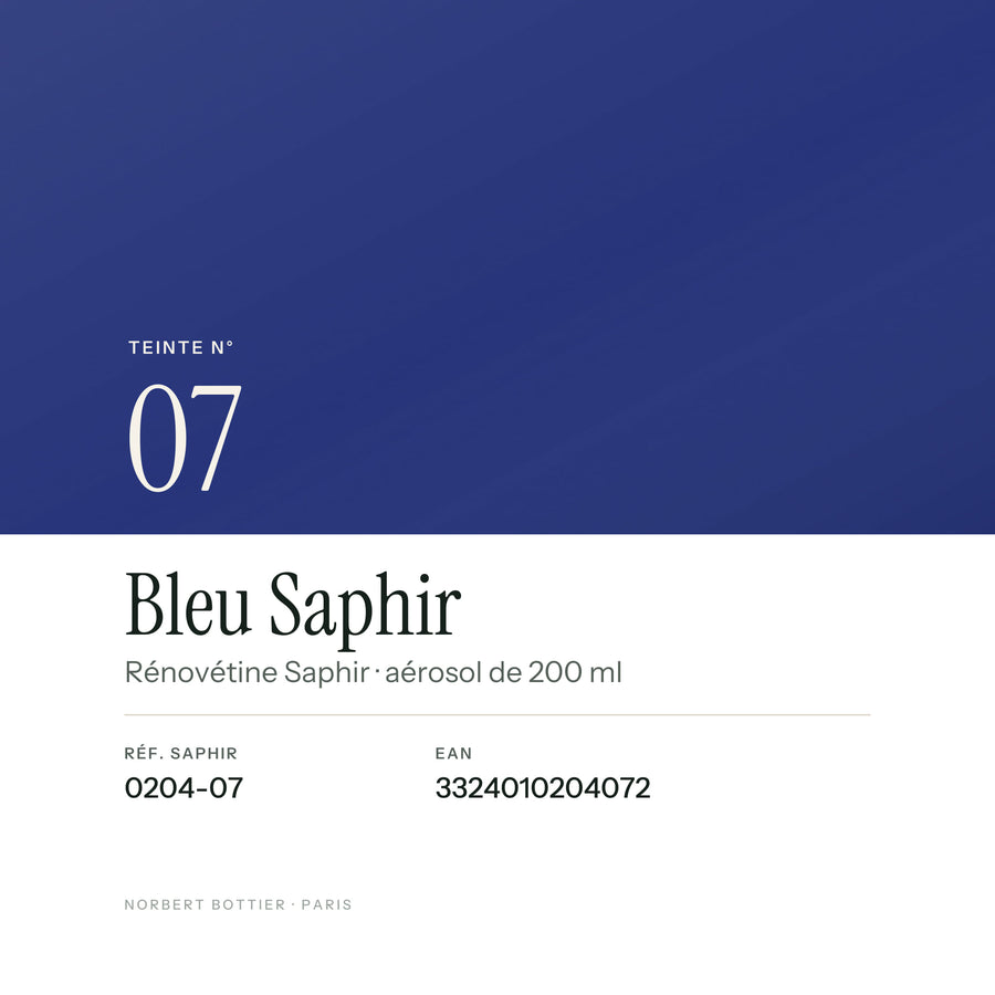 Teinte Bleu Saphir n° 07 de la Rénovétine Saphir, réf. 0204-07, EAN 3324010204072