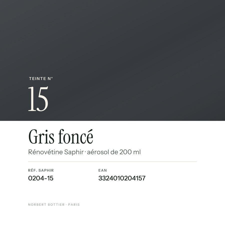 Teinte Gris foncé n° 15 de la Rénovétine Saphir, réf. 0204-15, EAN 3324010204157