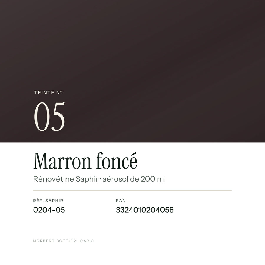 Teinte Marron foncé n° 05 de la Rénovétine Saphir, réf. 0204-05, EAN 3324010204058