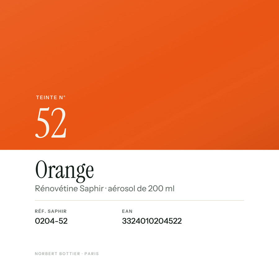 Teinte Orange n° 52 de la Rénovétine Saphir, réf. 0204-52, EAN 3324010204522
