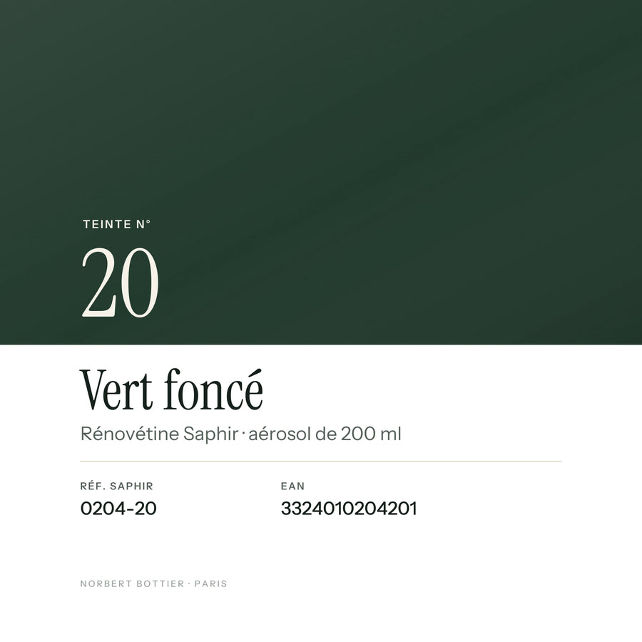 Teinte Vert foncé n° 20 de la Rénovétine Saphir, réf. 0204-20, EAN 3324010204201